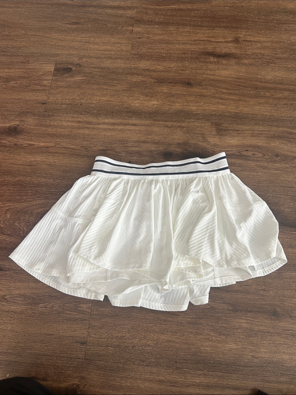 Free People White Mini Skirt with Navy Striped Waistband